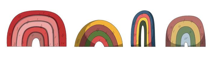 Set of different colored rainbows . illustration isolated on white background vector