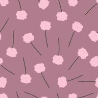 Botanical seamless pattern. pastel color doodle flowers and leafs. textile, wallpaper, wrapping paper. dusty pink color vector