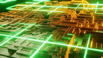 Abstract geometric seamless loop animation of hard surface futuristic. Motion of big data flow. 3D render background. video