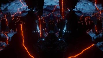 Beautiful Volcano Cave with Blue Illuminated Light in The Middle, 4K 3D Seamless Loop Animation Background video