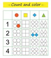 Math activity for kids. Developing numeracy skills. Number range up to 5. . vector
