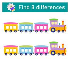Find 8 differences. Logic puzzle game for children. Preschool worksheet activity. illustration vector
