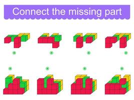 Fun puzzle game for kids. Need to connect the missing part. Task for development of attention and logic. vector