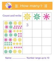 Math game for children. How many Developing numeracy skills. vector
