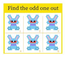 Puzzle game for kids. Task for development of attention and logic. Cartoon hare. vector