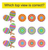 Educational game for kids. Need to find the top view for every maraca. vector