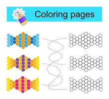 Educational game for children. Go through the maze and color a cartoon candy according to the pattern. vector