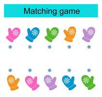 Matching game. Task for the development of attention and logic. mittens. vector
