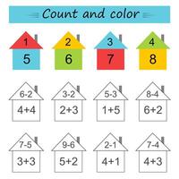Math activity for kids. Developing numeracy skills. Number range up to 10. vector