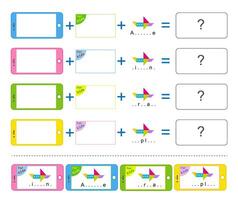 Logic game for children. Add up the elements and choose an answer. vector