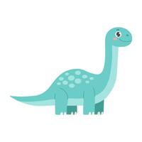 A cartoon dinosaur with a smile on its face. It is green and has a long neck. It is standing on a white background vector