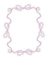 A white frame with a pink bow design is displayed. The frame is simple and elegant, with the bow adding a touch of femininity. The pink color of the bow contrasts nicely vector