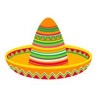A colorful sombrero with a green stripe. The sombrero is orange and yellow. It is a hat vector
