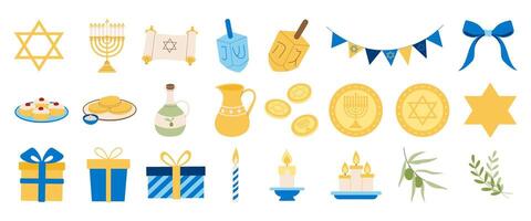 A collection of symbols and images including a star of David, a menorah, a wine glass, a candle, a bowl, a plate, a cup, a bowl, a wine glass, a plate, a bowl, a plate, a bowl vector