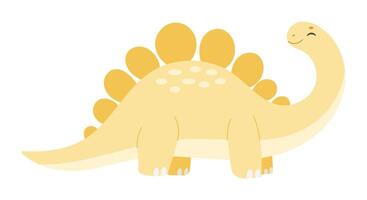 A yellow dinosaur with a smile on its face. It has a long neck and a long tail vector