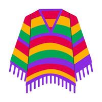 A colorful, multicolored, striped poncho with fringes. The poncho is bright and cheerful, and it looks like it would be perfect for a festive occasion vector