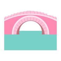 A beautiful pink bridge spans across a body of water, with a blue hue to the water below. The bridge is a prominent feature in the scene, drawing the viewer's attention to its elegant design vector