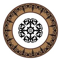 Ethnic Kazakh carpet ornament in patchwork style. Kazakh national ornament. Asian round abstract element of national pattern. Ancient Turkic ornaments. For embroidery, textile and print design. vector