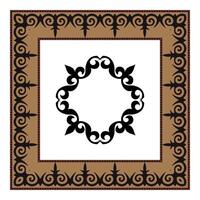 Kazakh national ornament. Ethnic Kazakh carpet ornament in patchwork style. Asian square abstract element of national pattern. Ancient Turkic ornaments. For embroidery, textile and print design. vector