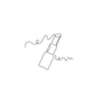 illustration of lipstick one continuous line art. line, simple, hand drawn and sketch style. for icon, symbol, sign or logo vector