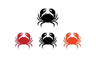 Set of black and colorful crab silhouette designs for nature graphics, coastal art, seafood logos, nature graphics, aquatic symbols, digital artwork, ocean projects, easily editable. vector