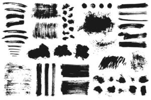 Hand drawn collection of abstract ink spots, brush strokes, lines, paint splashes and textures. Grunge set of graphic illustrations for banner template. elements isolated on white background. vector