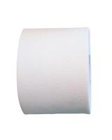 Single tissue paper or toilet paper roll isolated on white with clipping path photo