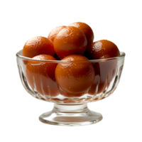 A bowl filled with Gulab jamun on a transparent background png