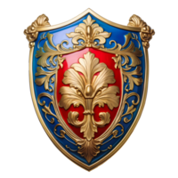 A golden shield with a red and blue transparent background png