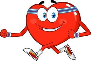 Smiling Heart Cartoon Character Running vector