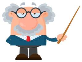 Professor Or Scientist Cartoon Character Holding A Pointer vector