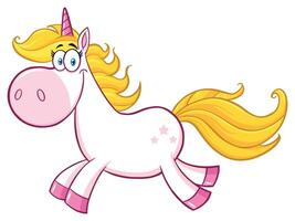 Smiling Magic Unicorn Cartoon Mascot Character Running vector