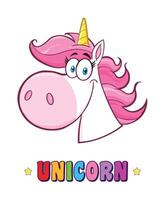 Smiling Magic Unicorn Head Cartoon Mascot Character vector