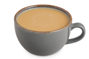 Coffee with milk in a gray cup isolated png
