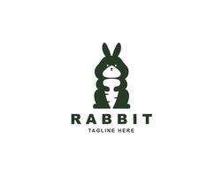 Rabbit and carrot silhouette logo design vector