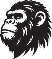 A striking, stylized graphic of a Ape head in profile view. vector