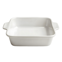 A white square pan with a handle sits on a transparent background png