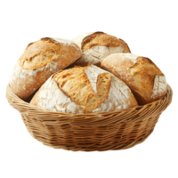 A basket of bread with a white crust png
