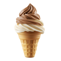 A scoop of ice cream in a cone with a swirl of chocolate and vanilla png