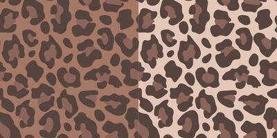 Abstract leopard seamless pattern set. Mocha Mousse palette. Animal skin camouflage background design. Modern illustration. vector