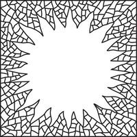 Square mosaic frame or border. Star shape. Invitation card. Geometric pattern. Black lines. vector