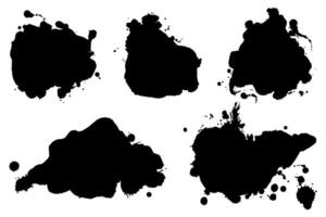Set of Splatter Silhouettes with Paint Drips and Blots. Black ink splashes banners set with drops blots and spray stains. Abstract grunge effect for banners, ad, website, posters vector