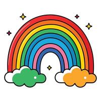 Bright Rainbow Over Lush Clouds vector