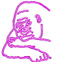 Line art of neon lights of a handsome Gorilla png