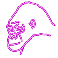 Line art of neon lights of a Gorilla from side View png