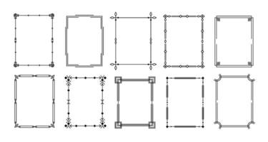 Simple geometric line square frames. Minimalist rectangular border with clean linear patterns for elegant layouts, invitations, certificates and decorative framing. set vector