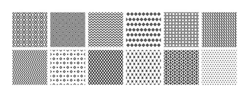 Simple abstract geometric line seamless patterns. Minimalist backgrounds with zigzag lines, linear hatch grids and diamond shapes. collection vector