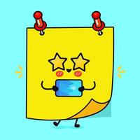 Sticker with smartphone character. hand drawn cartoon kawaii character illustration icon. Isolated on blue background. Posted notes character concept vector