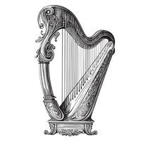 A drawing of a harp on a white background vector