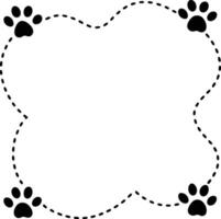 A black and white paw print frame with a white border vector
